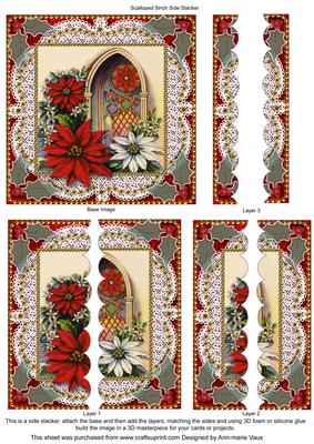 Poinsettia Window 5inch Square Scalloped 2 Side Stacker