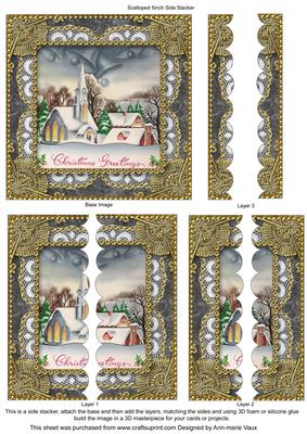 Christmas Church Lace 5inch Square Scalloped 2 Side Stacker
