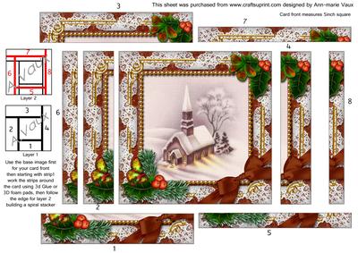 Church Lights on Holly Spiral Edge Stacker Card Front