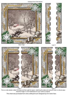 Winter Walk Snow 5inch Square Scalloped 2 Side Stacker