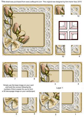 Cream Rosebuds All 4 Corner Stacker Card Front