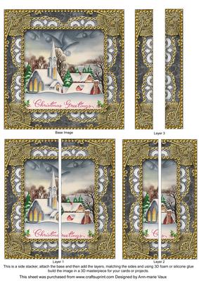 Christmas Church Lace 5inch Square Straight 2 Side Stacker