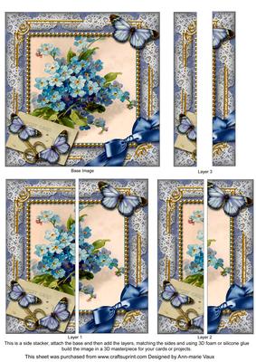 Forget-me-knot Butterfly 5inch Sq Straight 2 Side Stacker