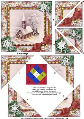 Church Lights on Snow 5inch Triangle Edge Spiral Stacker