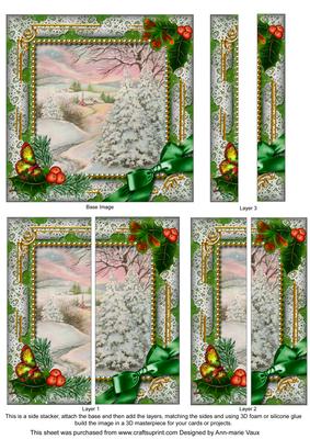 Christmas Stream Holly 5inch Square Straight 2 Side Stacker