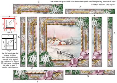 Snow Village Snow Spiral Edge Stacker Card Front
