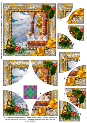 Angels Bell Pulling Holly All 4 Rounded Corner Card Front