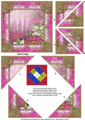 Pink Poinsettias 5inch Triangle Edge Spiral Stacker