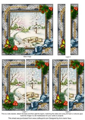 Winter Morning Holly 5inch Square Straight 2 Side Stacker