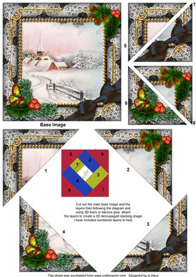 Snow Village Holly 5inch Triangle Edge Spiral Stacker
