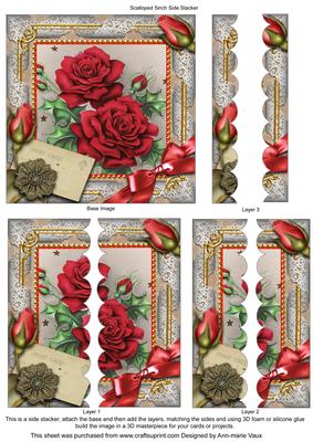 Christmas Roses 5inch Square Scalloped 2 Side Stacker