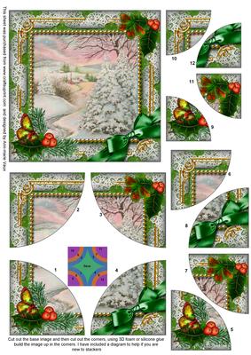 Christmas Stream Holly All 4 Rounded Corner Card Front