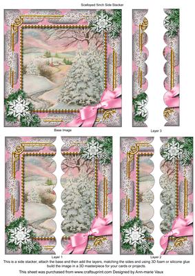 Christmas Stream Snow 5inch Square Scalloped 2 Side Stacker