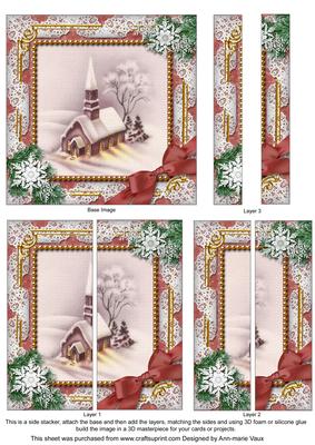 Church Lights on Snow 5inch Square Straight 2 Side Stacker