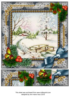 Winter Morning Holly 8inch Picture Sheet