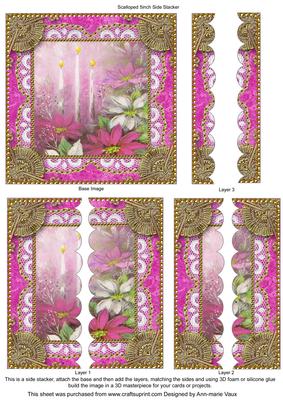 Pink Poinsettia Lace 5inch Square Scalloped 2 Side Stacker