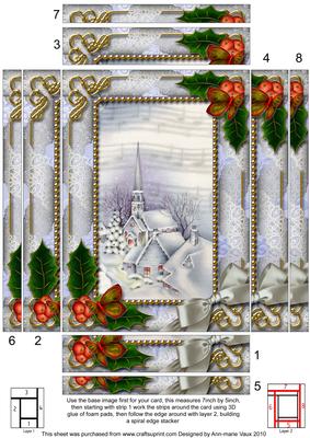 Blue Church Holly Spiral Edge Stacker 7x5in Card Front