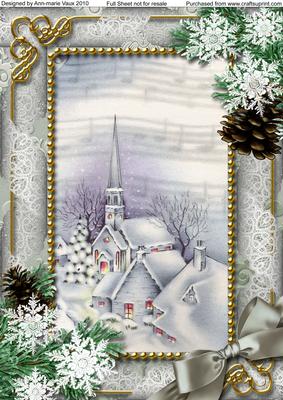 Blue Church Snow A4 Picture Sheet