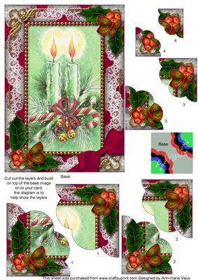 Candle Duo Holly 7x5inch Scalloped Duo Corner Stacker