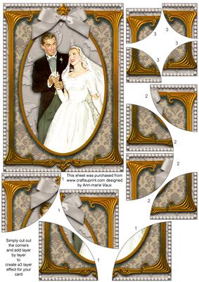 Elegant Wedding Couple 7x5in All 4 Corner Stacker Card Front