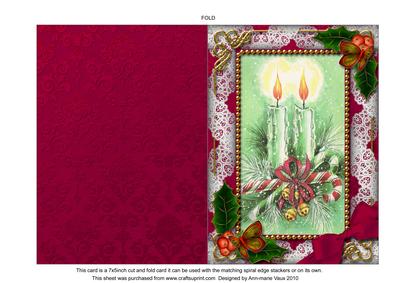 Candle Duo Holly 7x5inch Folded Picture Card