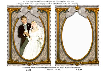 Elegant Wedding Couple 7x5in Picture Card Front and Frame