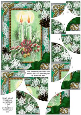Candle Duo Snow 7x5inch All 4 Corner Stacker Card Front