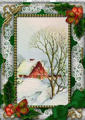 Winter Scene Holly A4 Picture Sheet