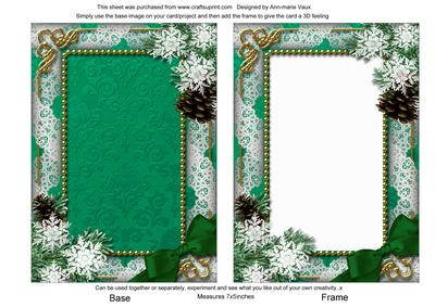 Candle Duo Snow Ornate 7x5inch Plain Card Front and Frame