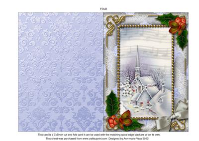 Blue Church Holly 7x5inch Folded Picture Card