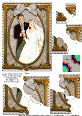 Elegant Wedding Couple 7x5inch Scalloped Duo Corner Stacker