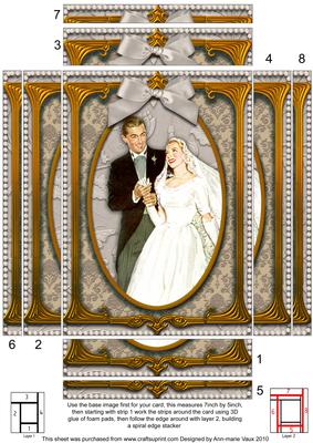 Elegant Wedding Couple Spiral Edge Stacker 7x5in Card Front