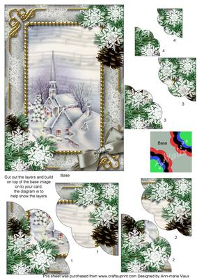 Blue Church Snow 7x5inch Scalloped Duo Corner Stacker