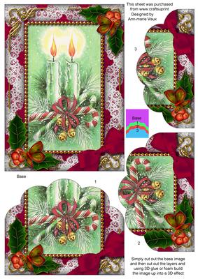 Candle Duo Holly One Edge Scallop Bottom 7x5inch Stacker