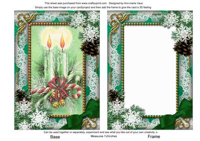 Candle Duo Snow 7x5inch Picture Card Front and Frame