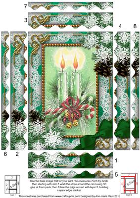 Candle Duo Snow Spiral Wavy Edge Stacker 7x5in Card Front