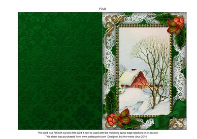 Winter Scene Holly 7x5inch Folded Picture Card