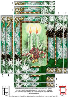 Candle Duo Snow Spiral Edge Stacker 7x5in Card Front