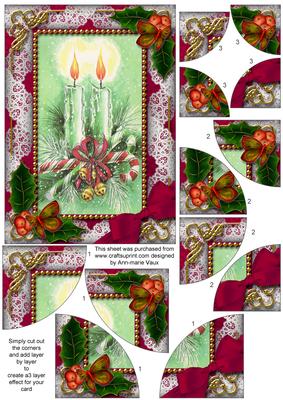 Candle Duo Holly 7x5inch All 4 Corner Stacker Card Front