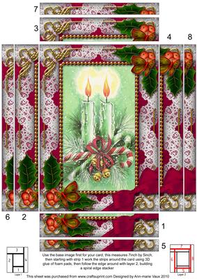 Candle Duo Holly Spiral Edge Stacker 7x5in Card Front