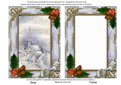Blue Church Holly 7x5inch Picture Card Front and Frame