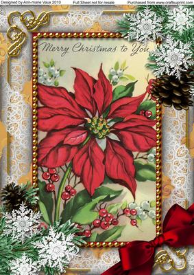Red Poinsettia Snow A4 Picture Sheet