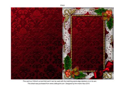 Christmas Book Holly Plain 7x5inch Folded Card