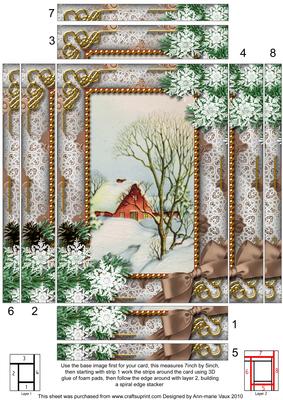 Christmas Scene Snow Spiral Edge Stacker 7x5in Card Front
