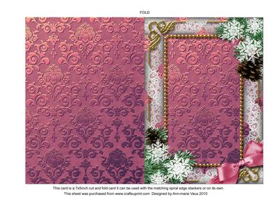 Pink Poinsettia Snow Plain 7x5inch Folded Card