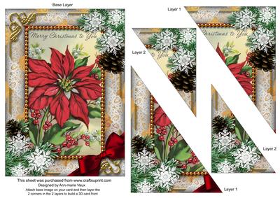 Red Poinsettia Snow 7x5inch Triangle Duo Corner Stacker