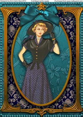 Elegant Teal Lady A4 Picture Sheet