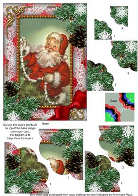 Santa Snow 7x5inch Scalloped Duo Corner Stacker