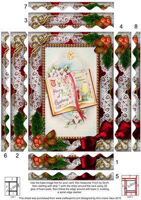 Christmas Book Holly 7x5in Spiral Wavy Edge Stacker