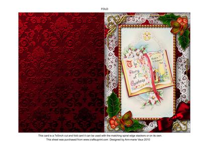 Christmas Book Holly 7x5inch Folded Picture Card